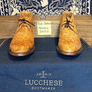 [SOLD]NWT Lucchese "EVAN" Burnished Tan F-Quill Ostrich Chukka Boots in size 11D